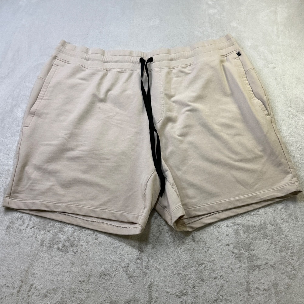 Tommy John Men's Size 2XL Beige Tan Sweat Shorts Drawstring Pockets Athleisure